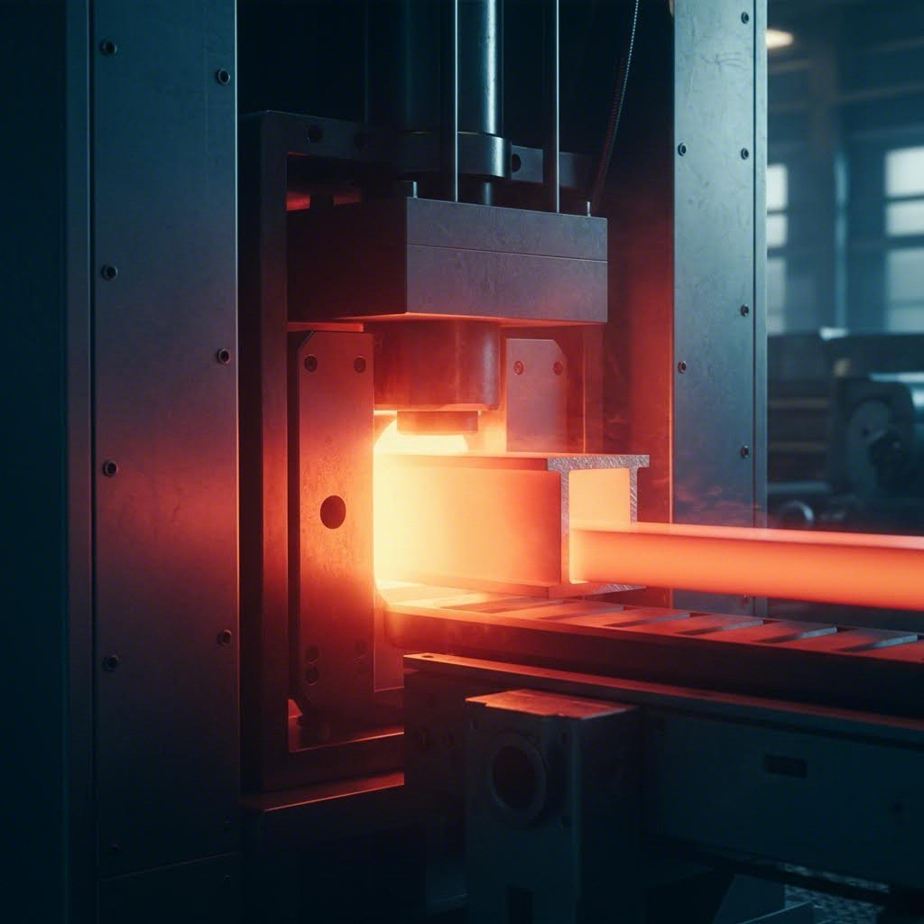 aluminum extrusion process transforming heated billet into precision profile through die opening