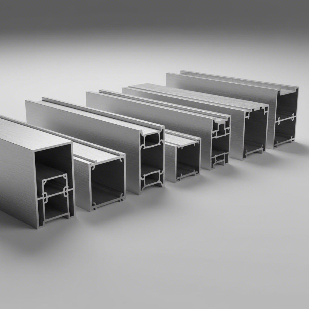 cross section view of aluminum lightbox extrusion profiles in various depths