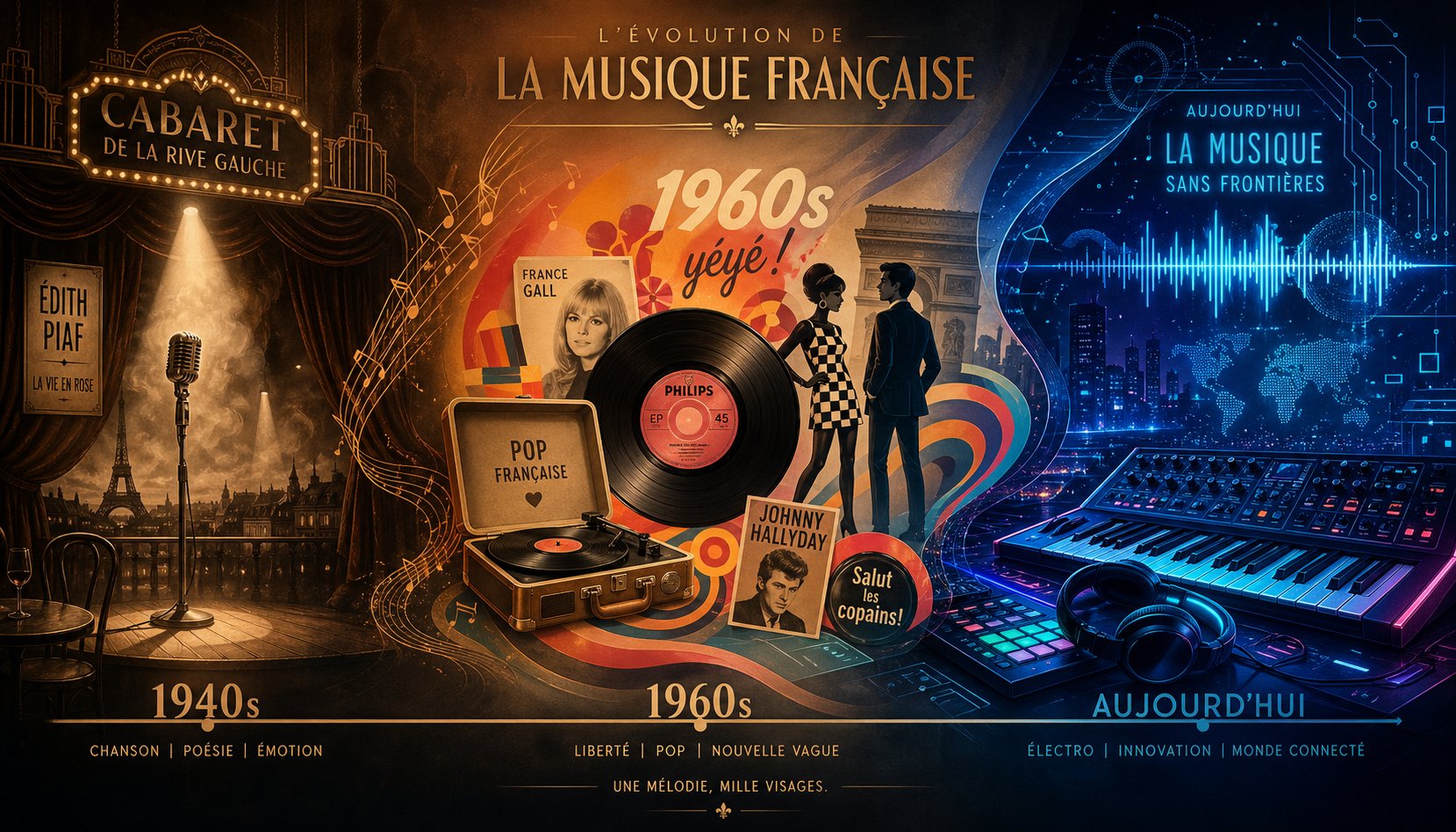 french music evolved from wartime cabaret chanson through ye ye pop to global electronic and rap