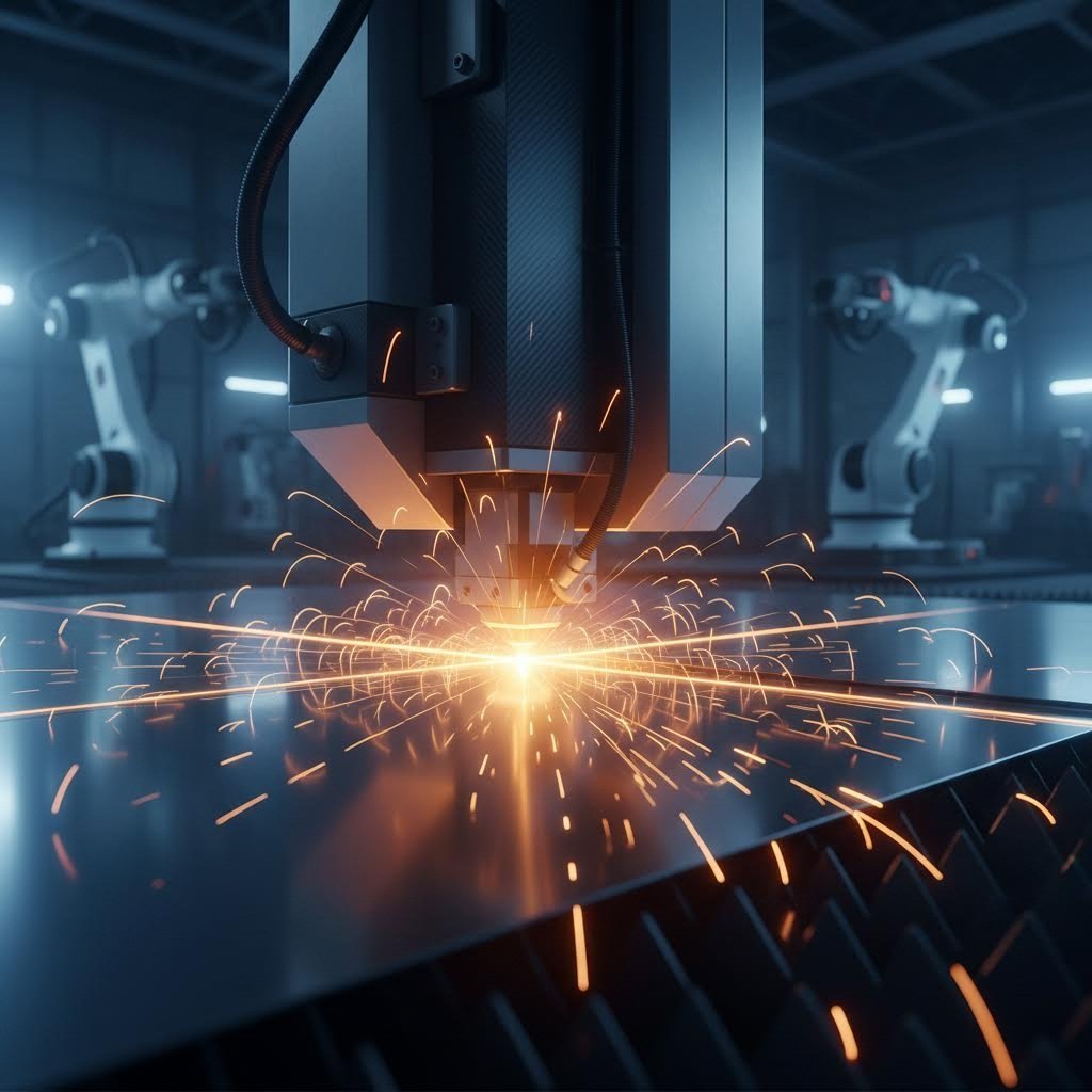 industrial laser cutting machine delivering precision cuts on metal sheets through online ordering services