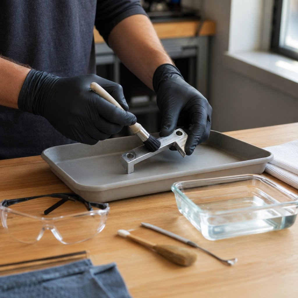 safe anodizing removal setup for an aluminum part