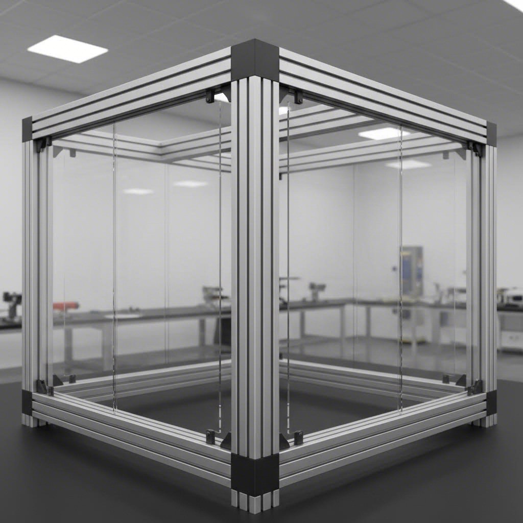 t slot aluminum channel frame system used for industrial machine guarding