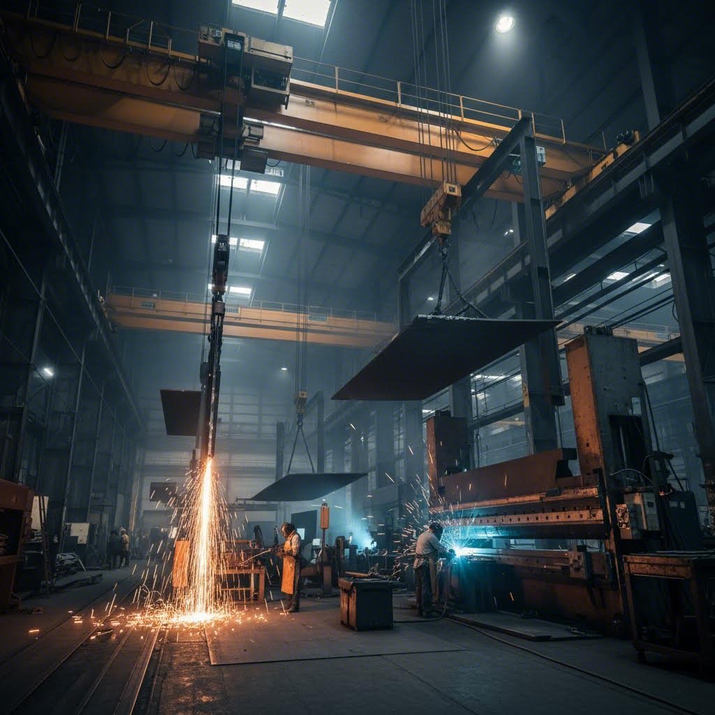 heavy steel plate fabrication involves precision cutting forming and welding of thick metal for industrial applications