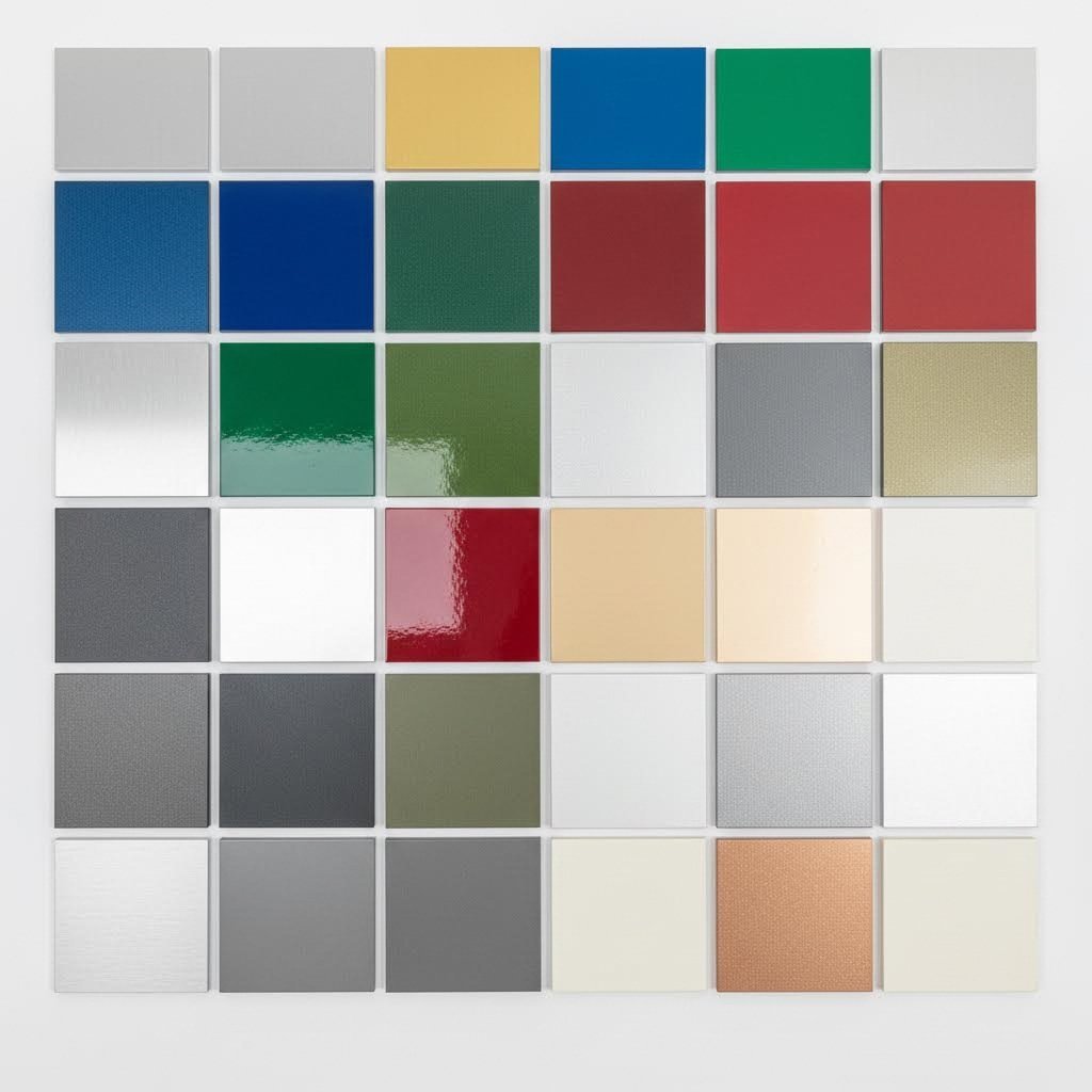 aluminum extrusion samples showcasing anodized powder coated and pvdf surface finish options