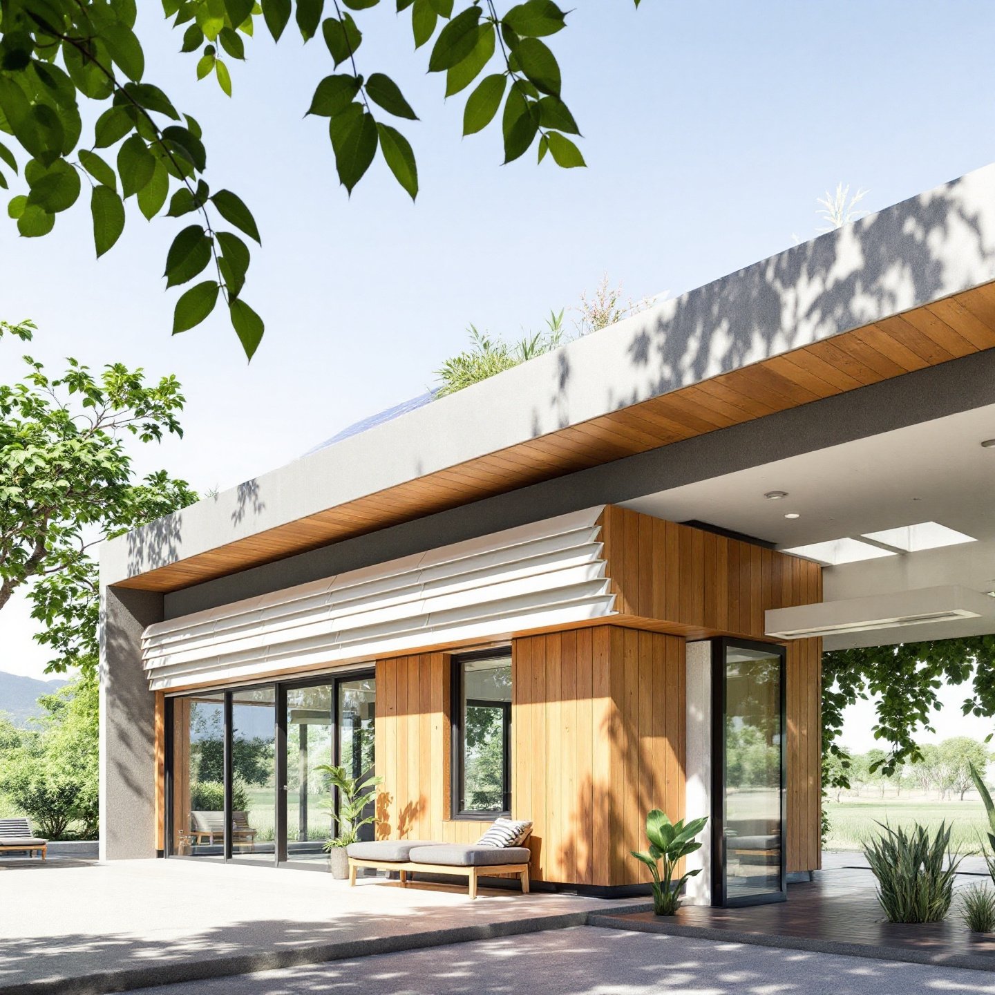 eco friendly building with energy efficient aluminium louvres