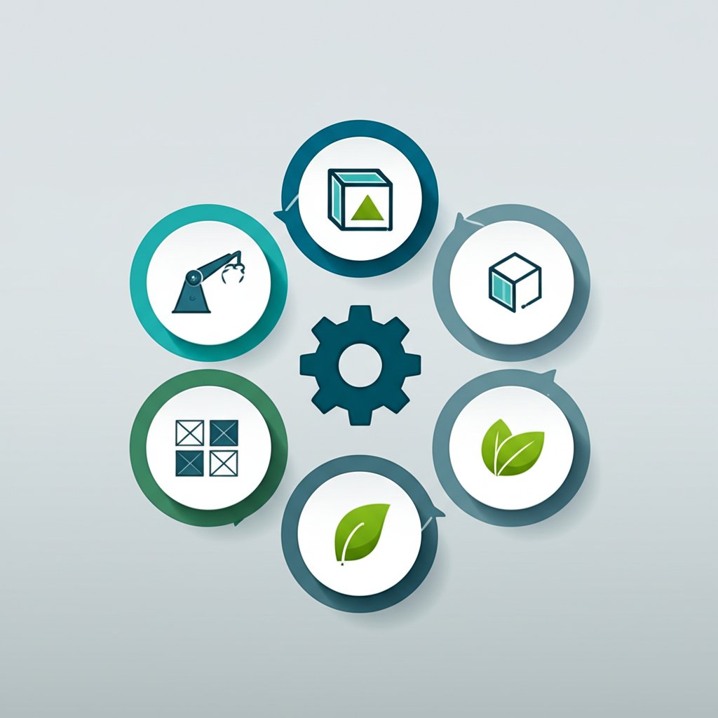 the five core principles of dfm shown in a process flow diagram