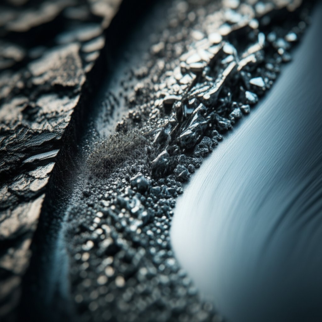 conceptual image of a metal surface being transformed through vibratory finishing