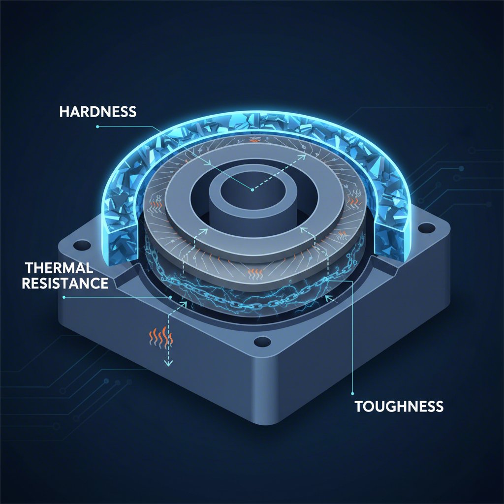 cross section illustrating the critical properties of high performance tool steel for molds