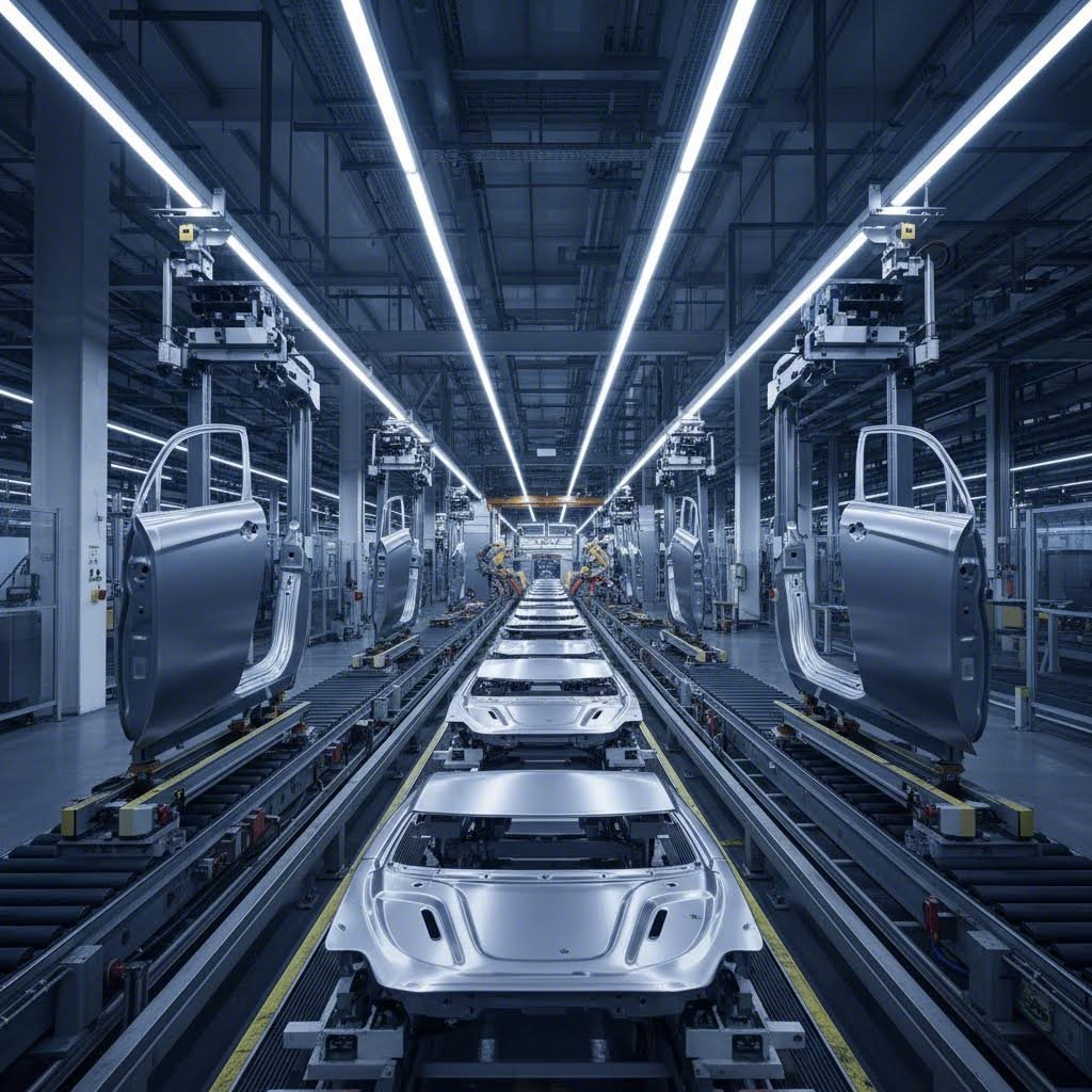 automotive stamping production line manufacturing precision body panels and structural components