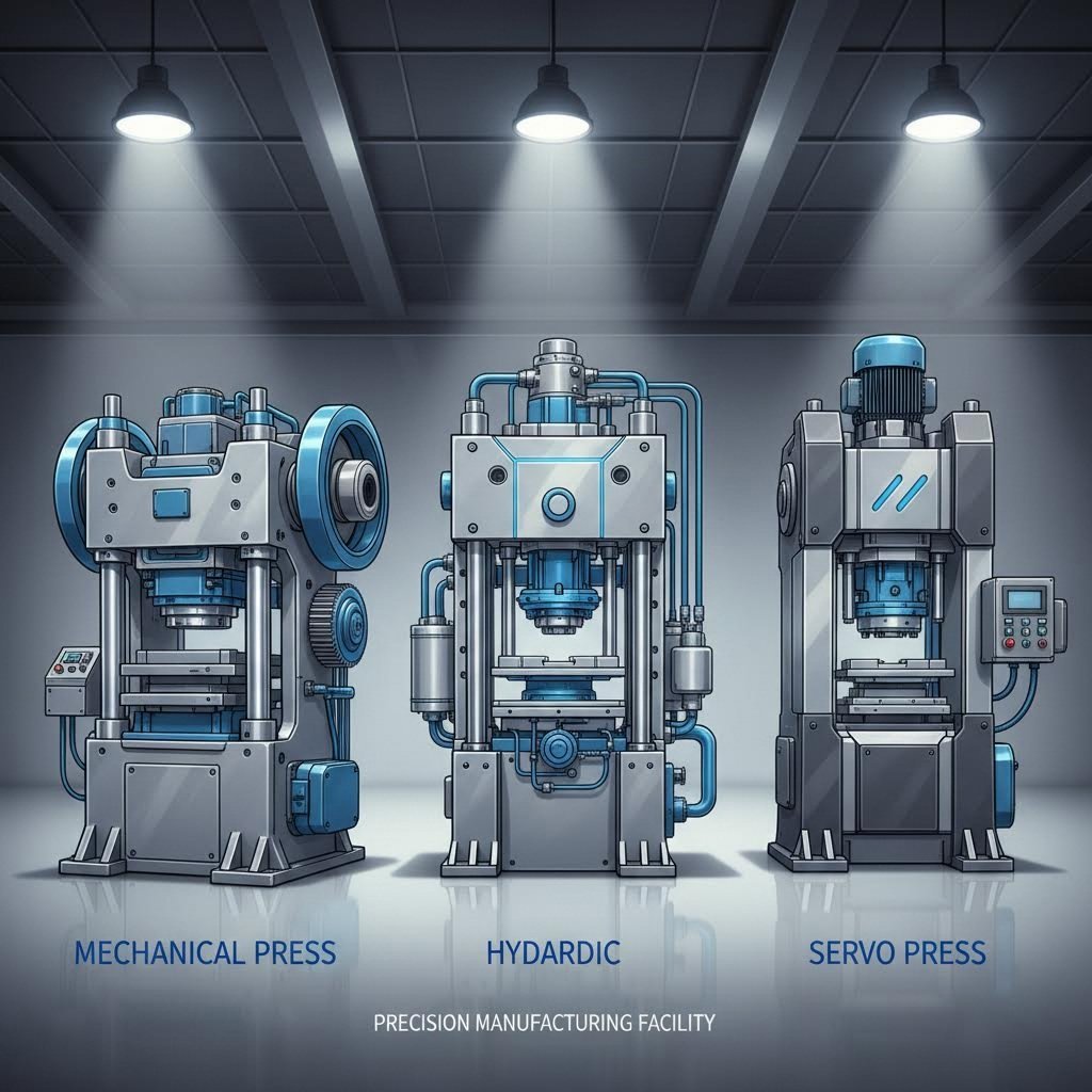 comparison of mechanical hydraulic and servo press technologies used in metal stamping operations
