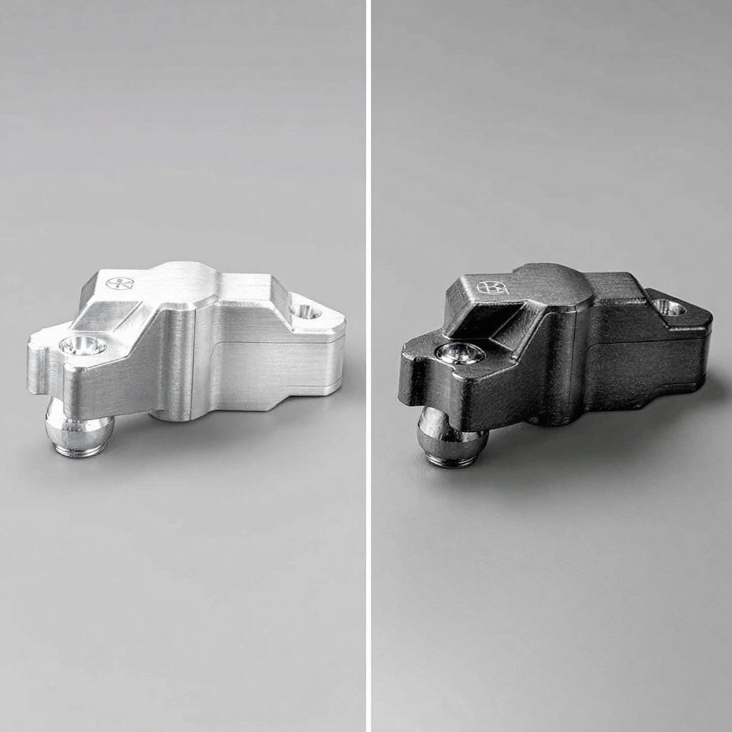 aluminum and steel trailer hitches side by side to showcase material differences
