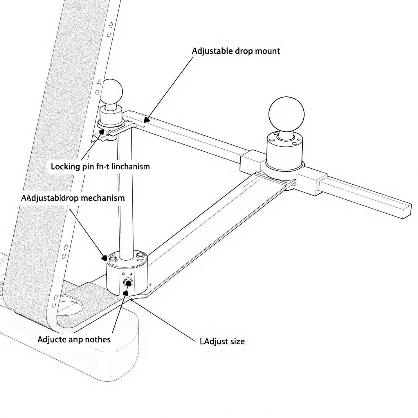 key features of a quality adjustable aluminum trailer hitch highlighted