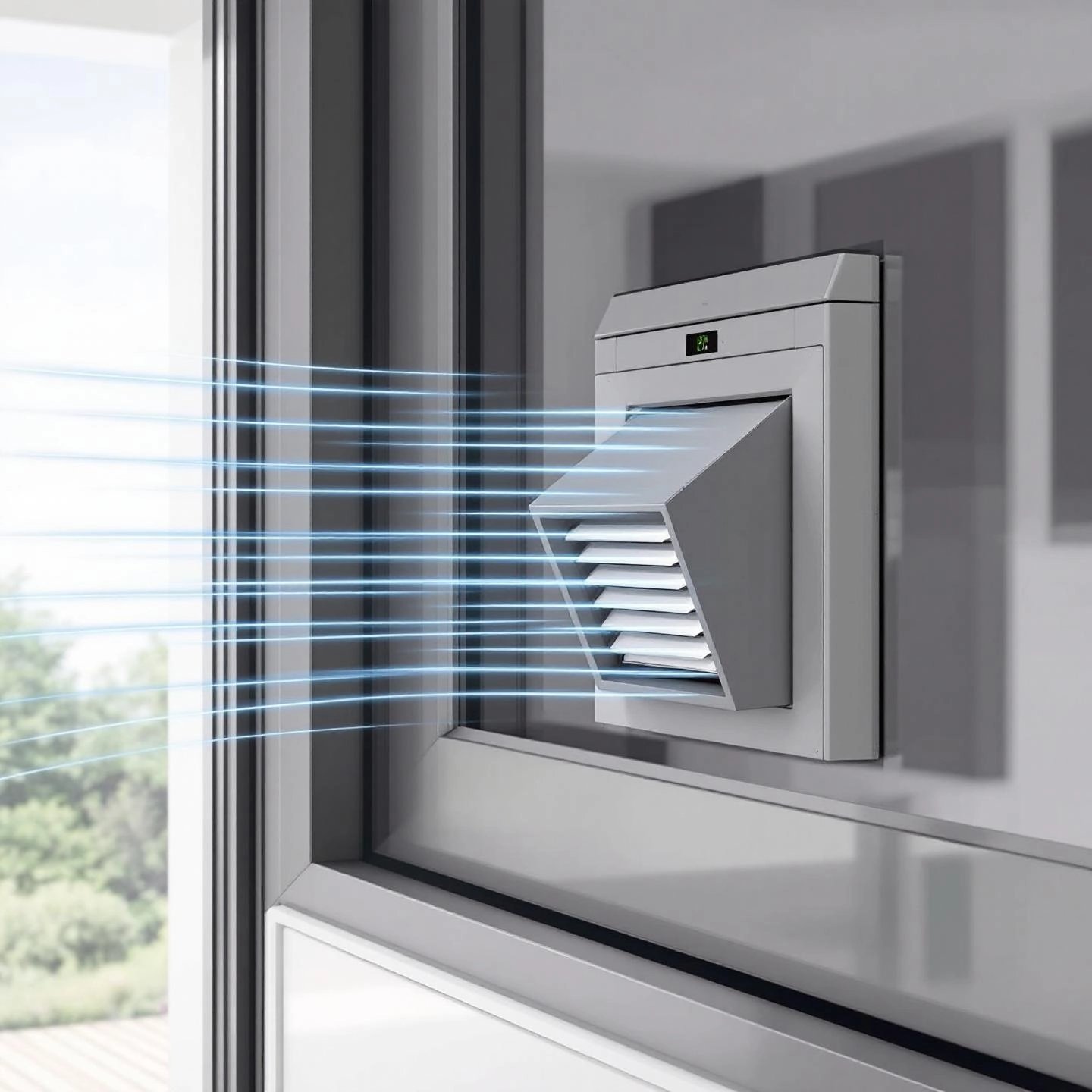 kitchen window equipped with an exhaust vent to remove stale air