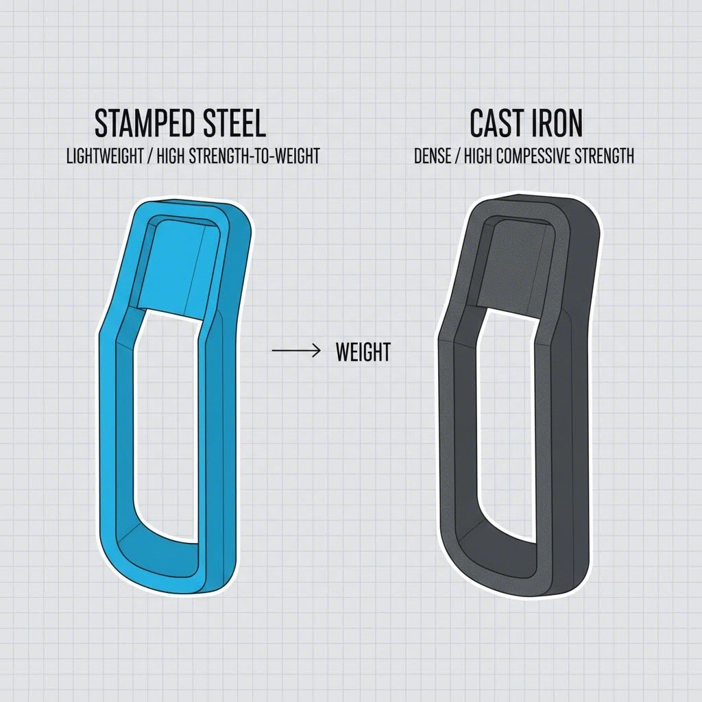 Structural comparison between hollow stamped steel and solid cast iron control arm designs