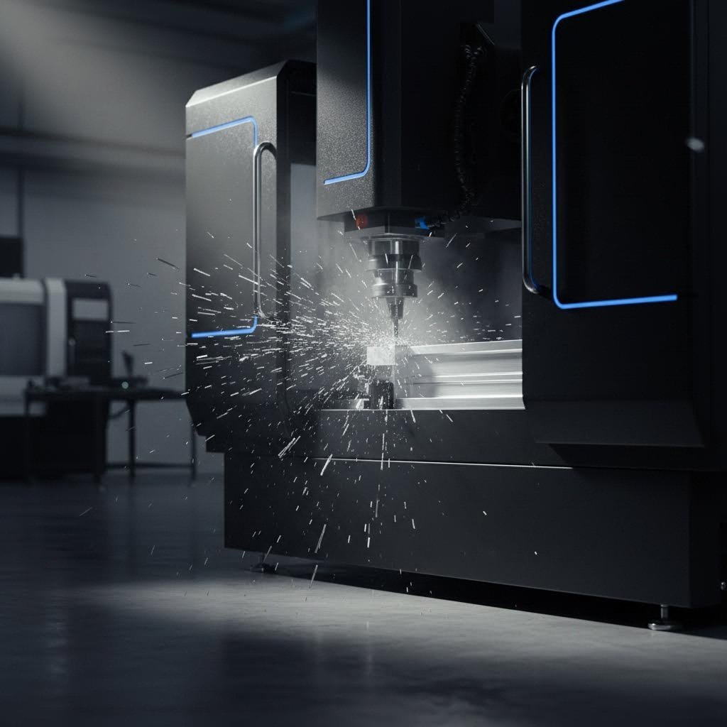 cnc machining center adding precision features to aluminum extrusion profile