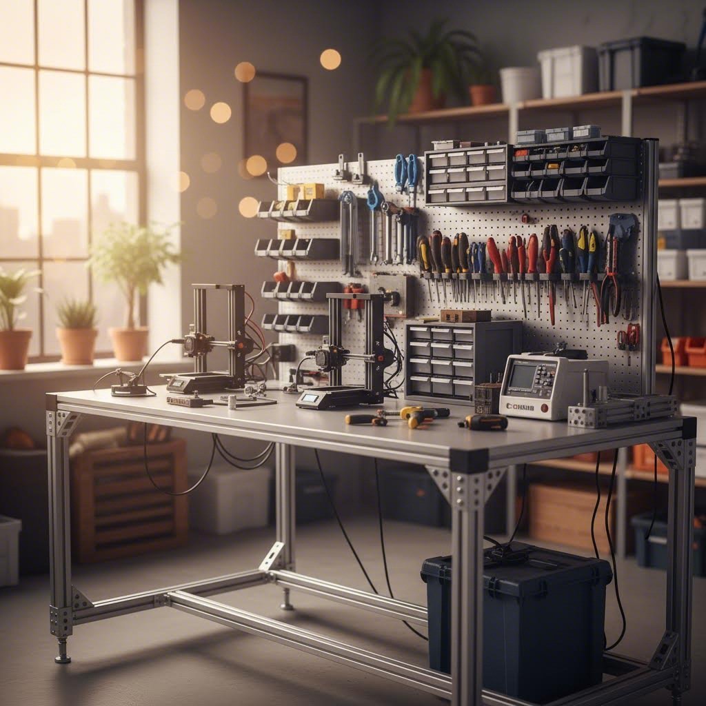 budget aluminum extrusions transform workshops with custom workbenches and storage