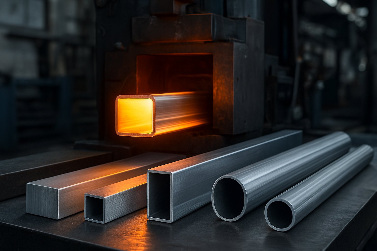 aluminium extrusion process with emerging profiles in an industrial setting