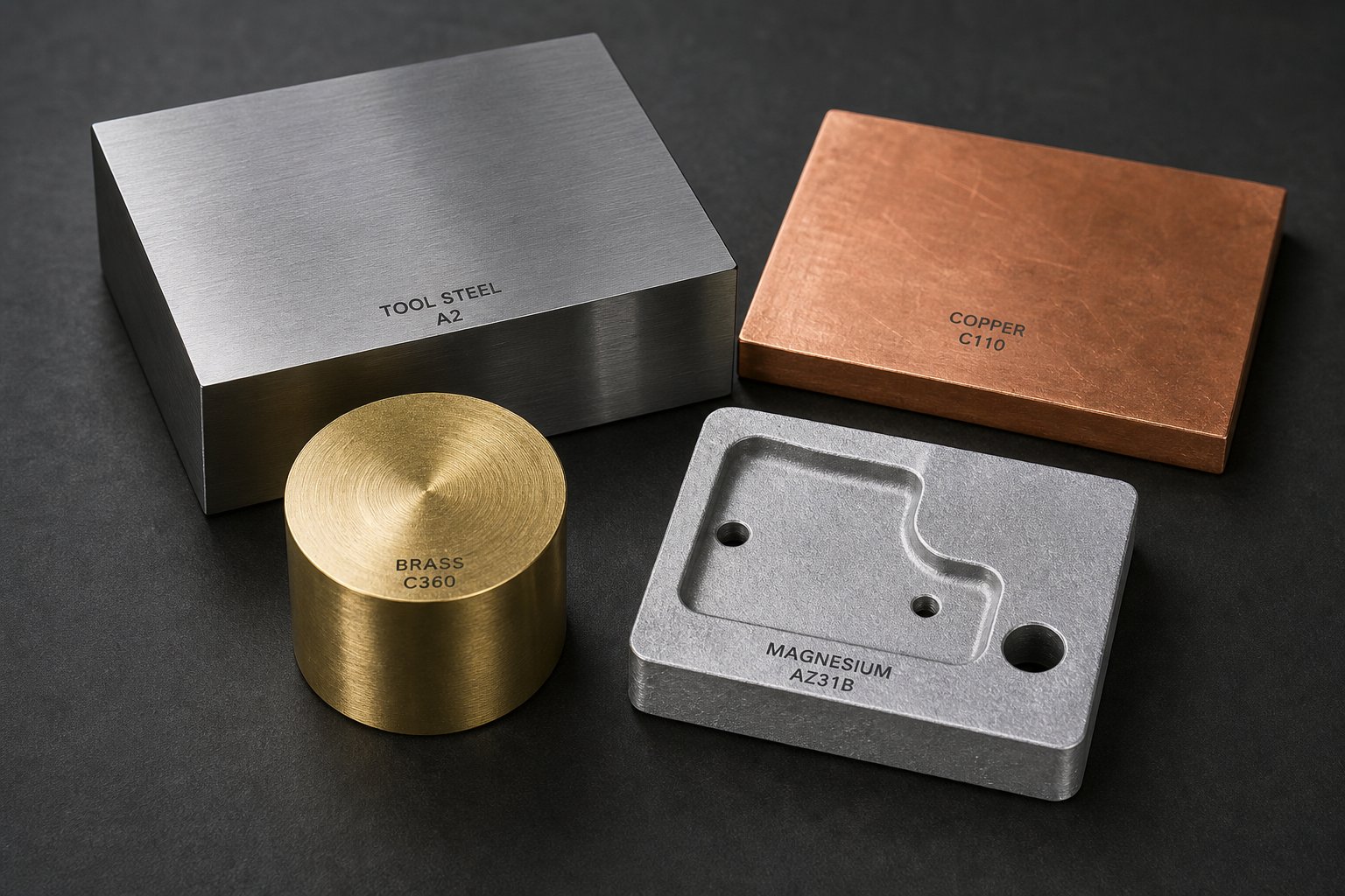info-1-1 die material options ranging from tool steel for press hardening to copper and brass for decorative foil stamping applications