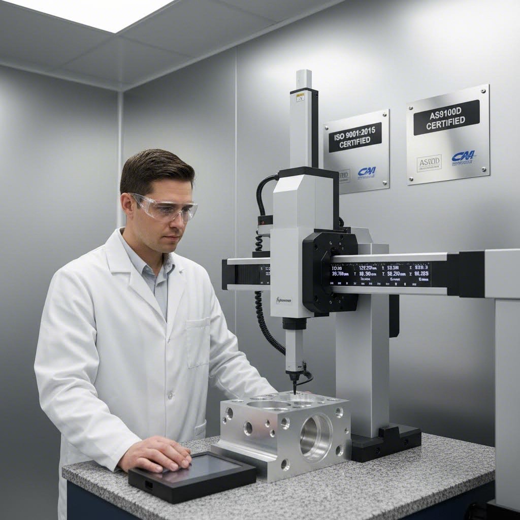 quality control inspection verifying precision tolerances on fabricated metal components