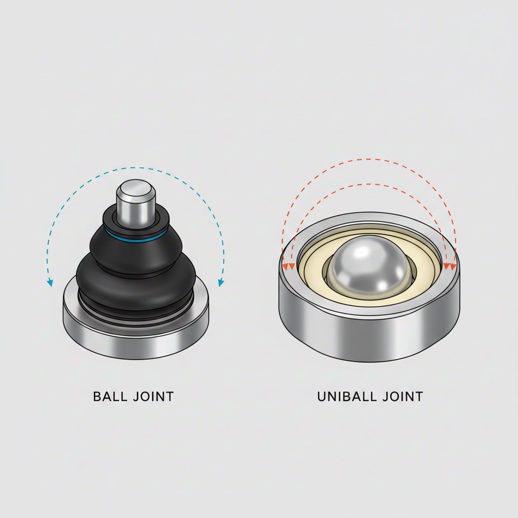 visual comparison of a sealed ball joint versus a high articulation uniball