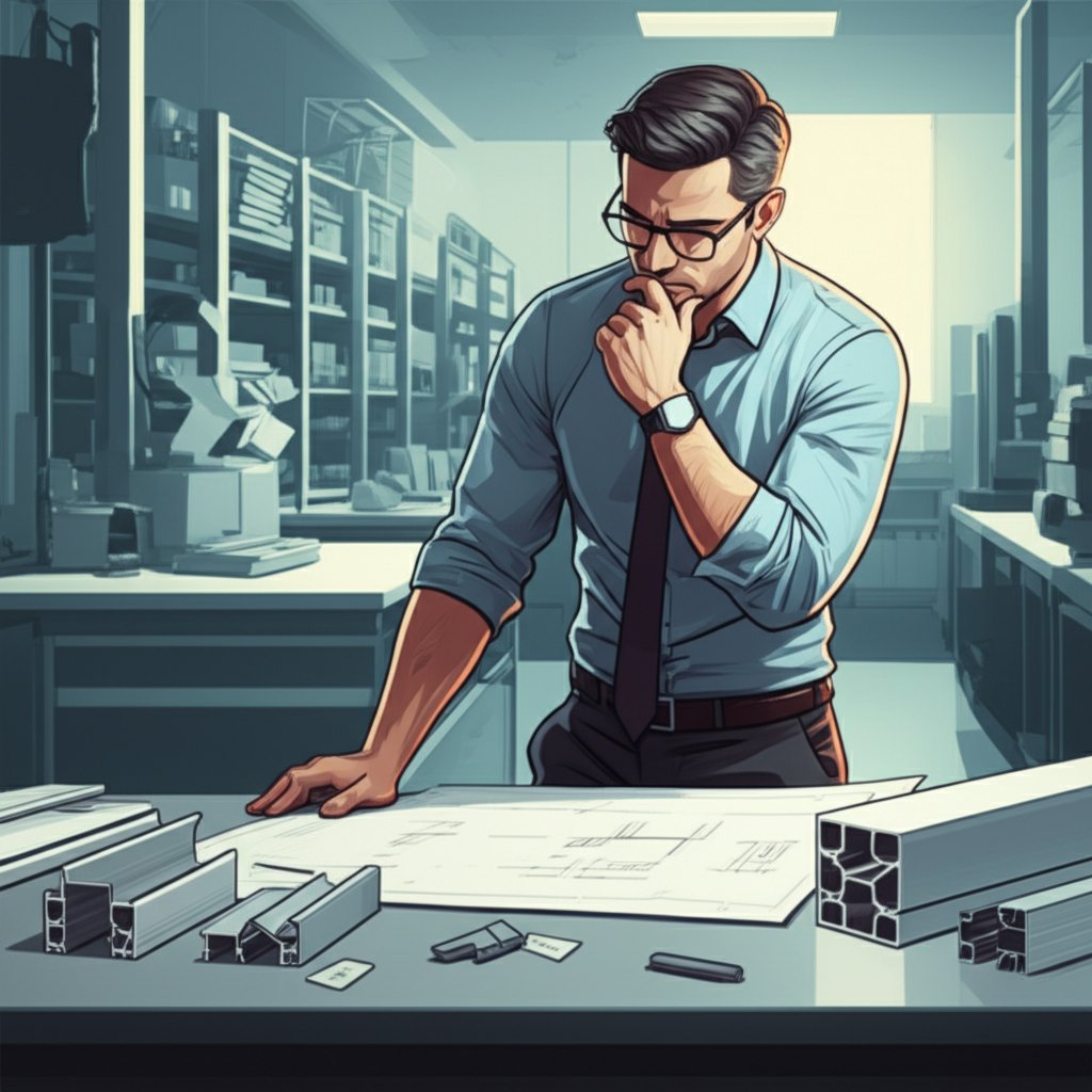 engineer reviewing aluminum extrusion samples for corrosion resistant design