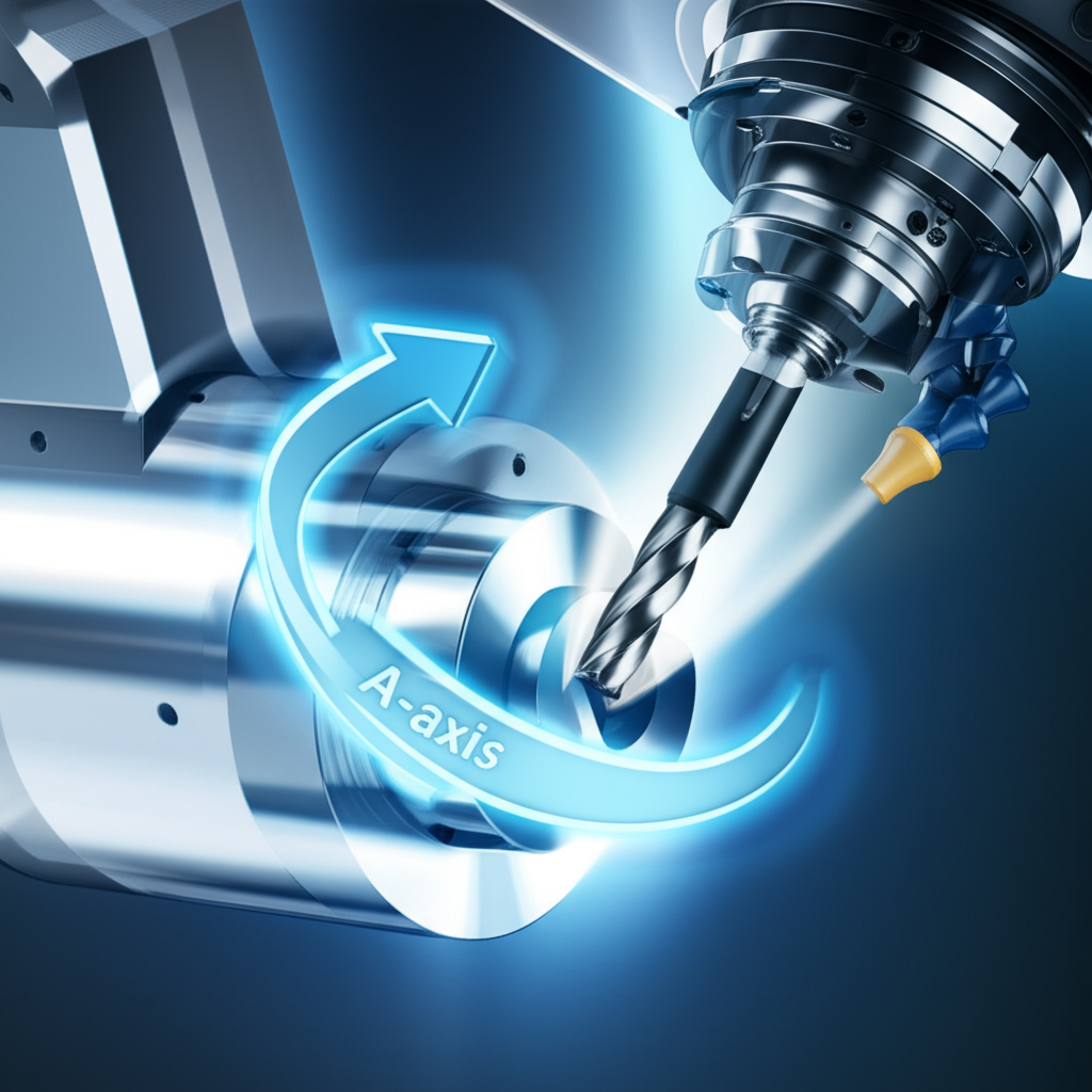 diagram illustrating the rotational a axis combined with linear axes in 4 axis milling