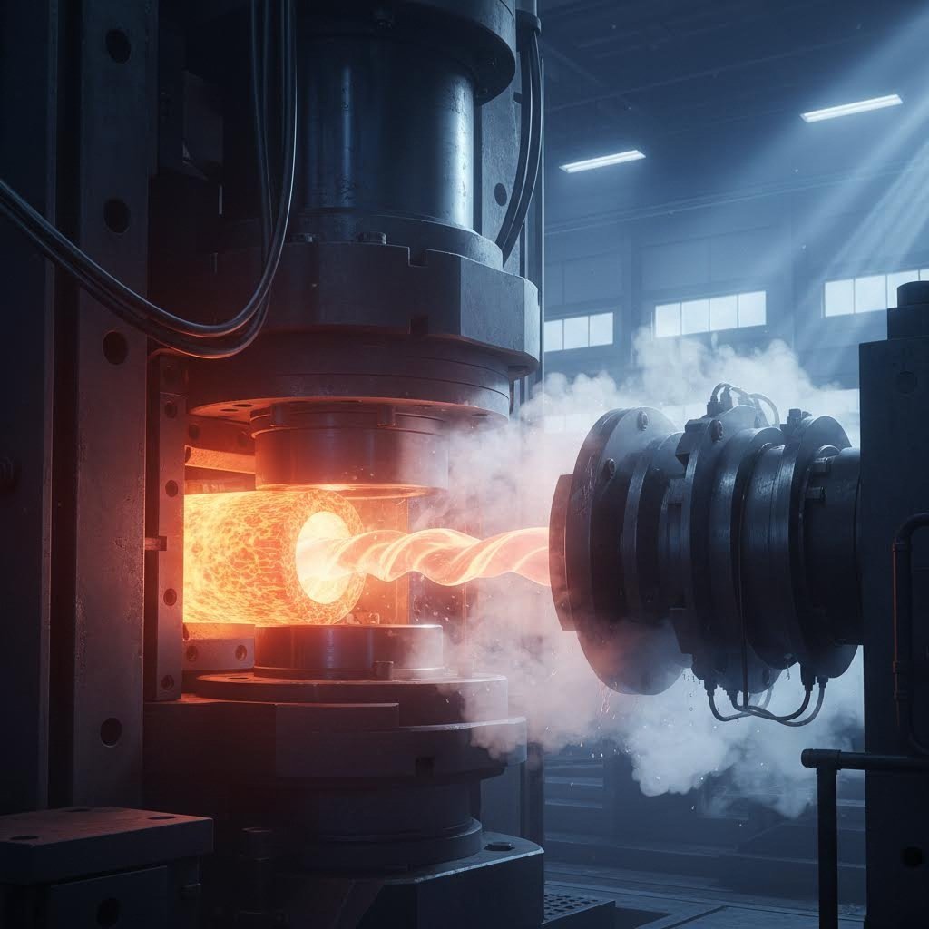 the aluminum extrusion process transforms heated billets into shaped profiles