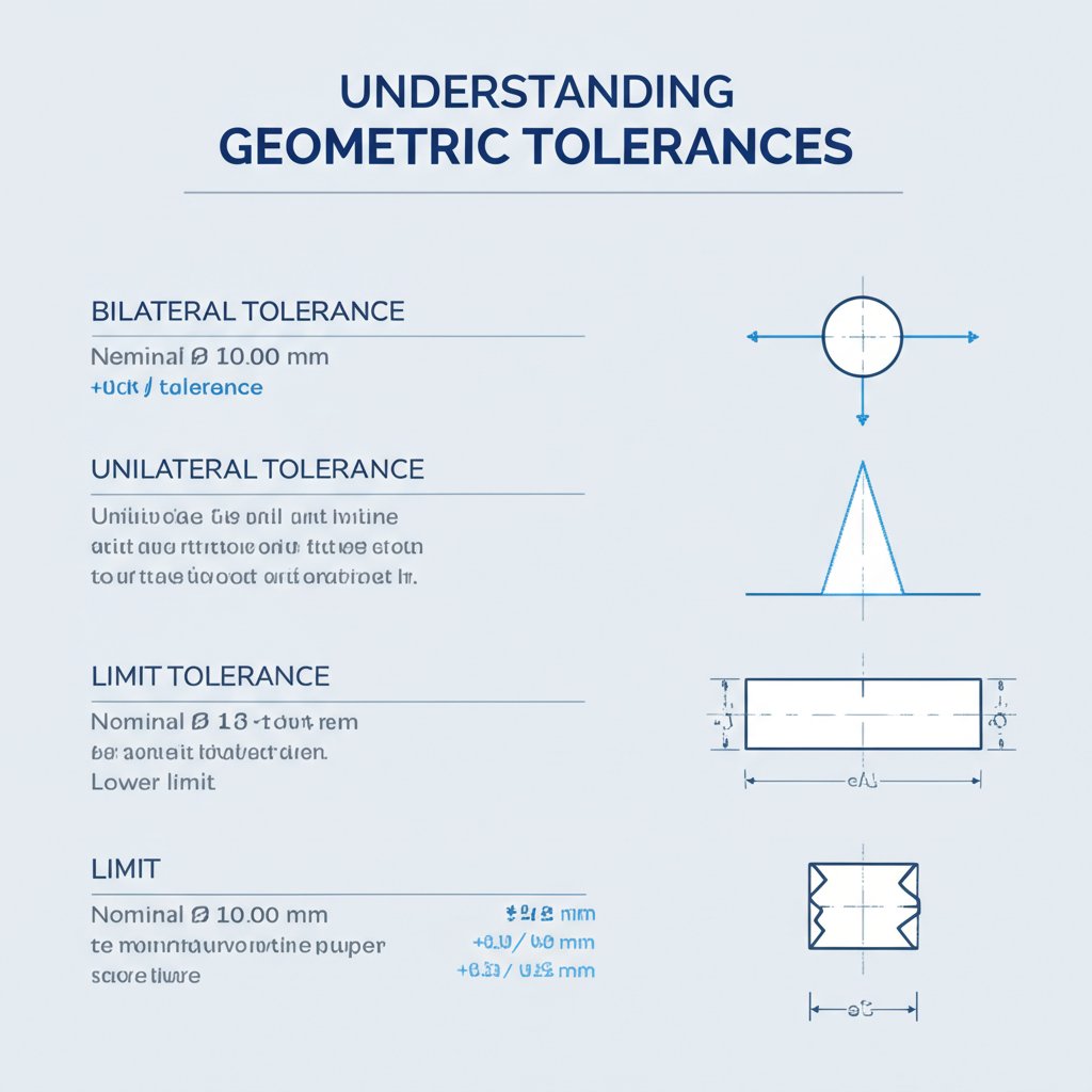 diagram showing the difference between bilateral unilateral and limit tolerances in engineering