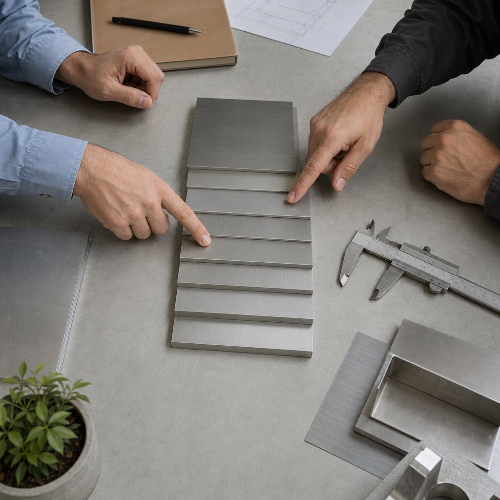 reading an aluminum gauge chart with sheet and measuring tools