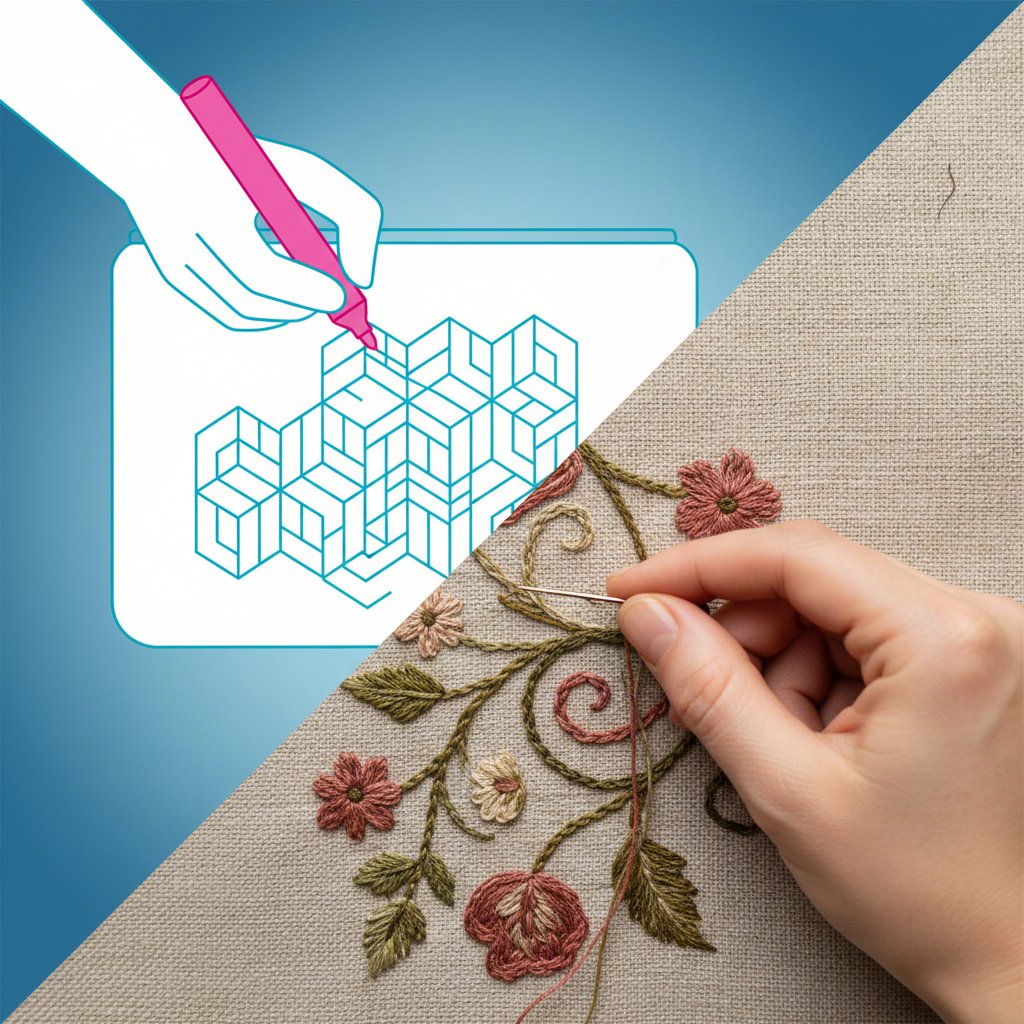 a visual comparison of no sew and textile art decoration methods for pencil cases