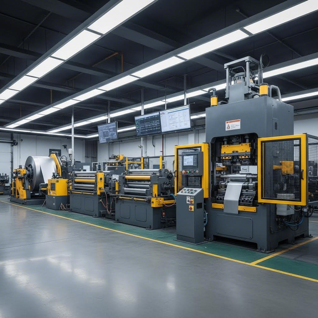 integrated coil fed stamping line from uncoiler through progressive die press