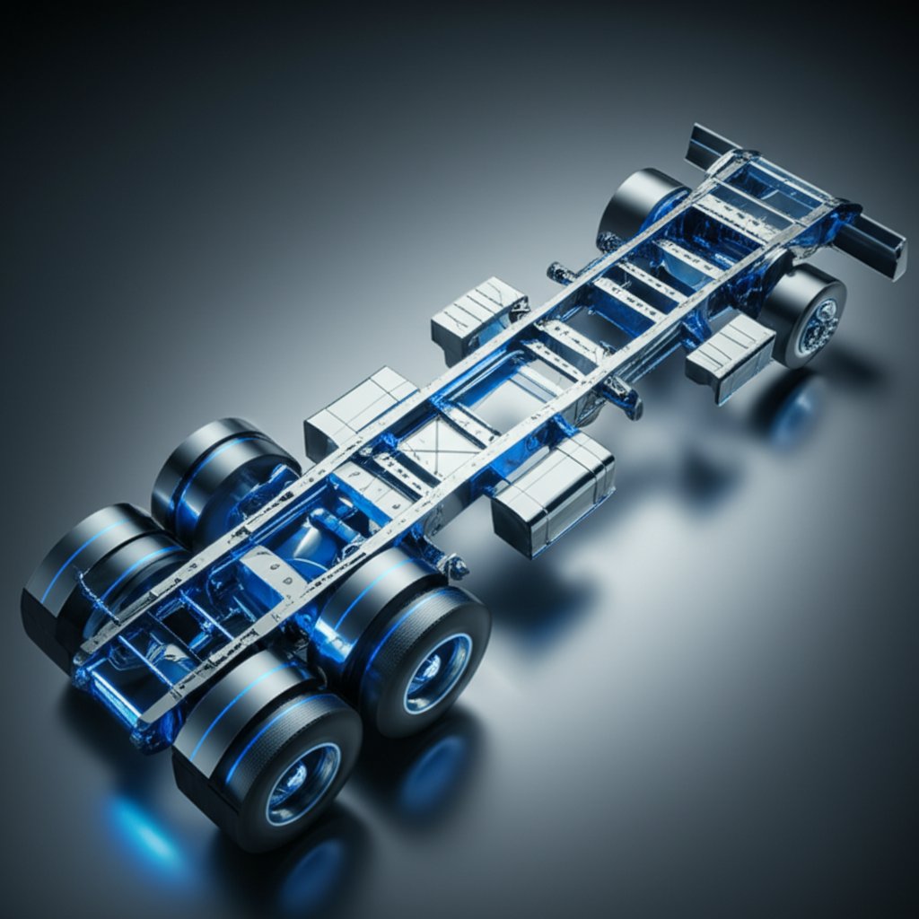 conceptual illustration of an aluminum extrusion forming a truck chassis