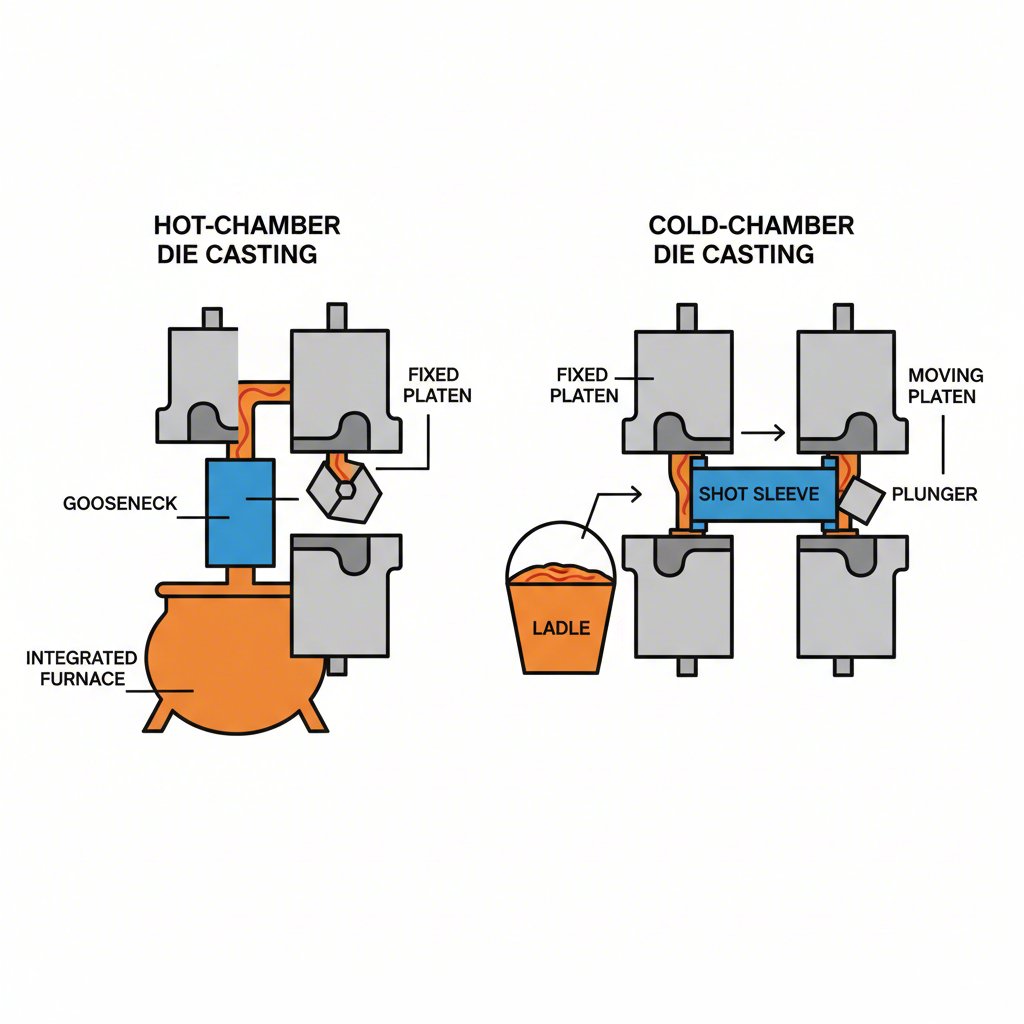 comparison of hot chamber and cold chamber die casting machine principles