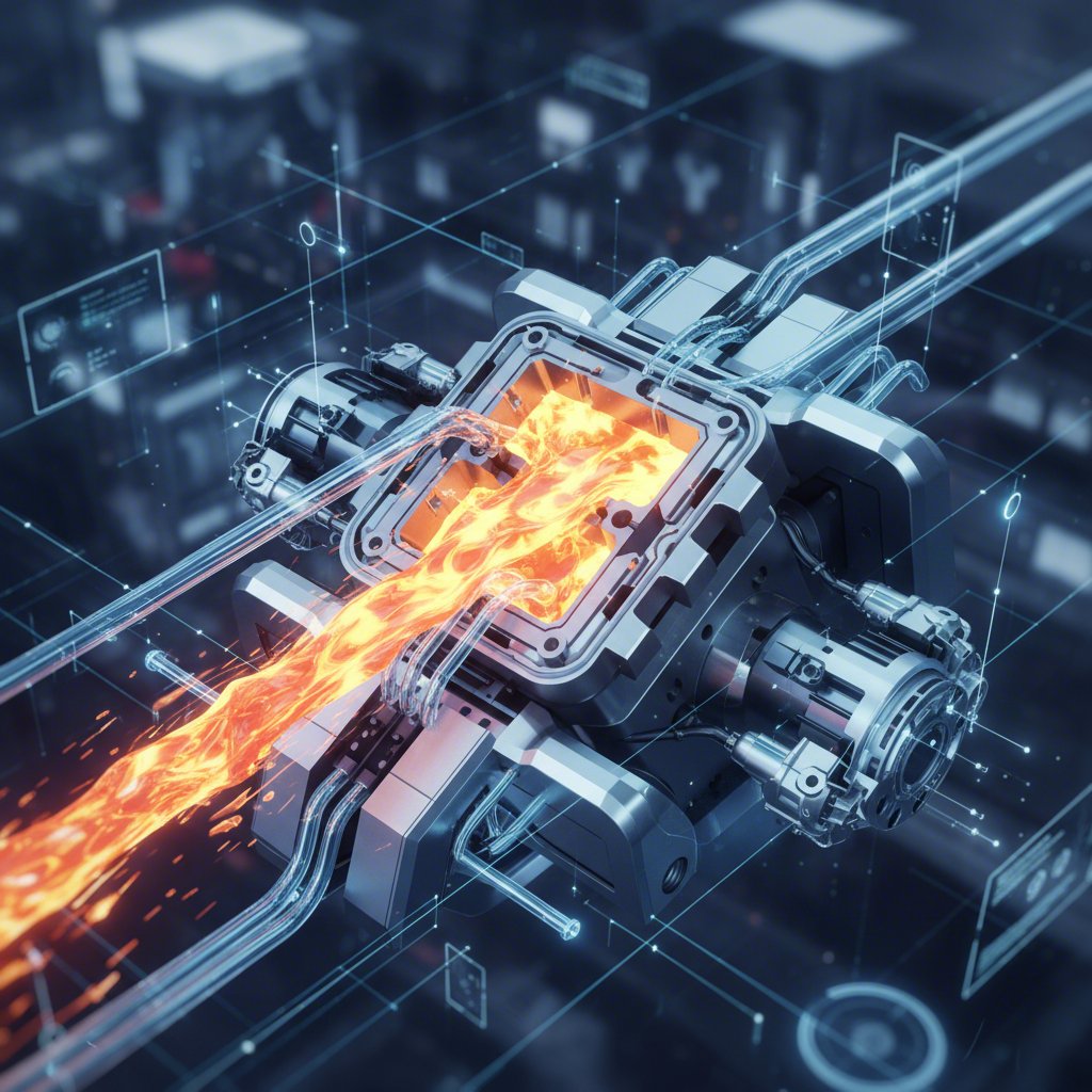 conceptual illustration of the high pressure die casting process for automotive parts