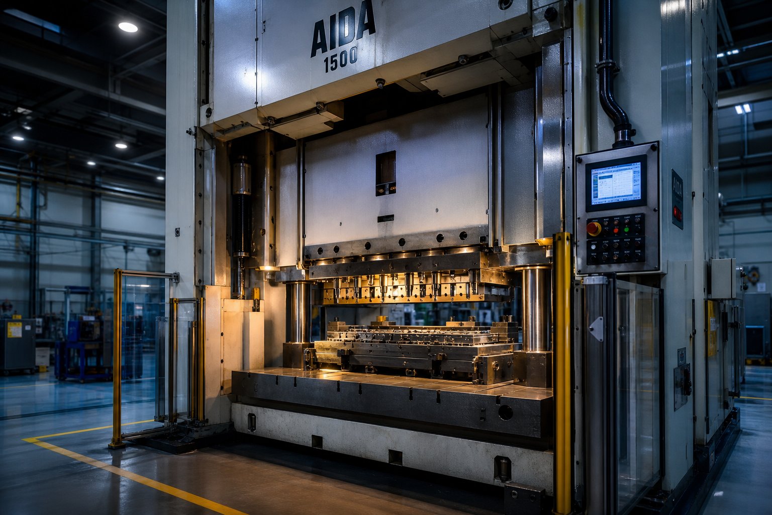 info-1-1 a die stamping machine integrates the press frame and die set into one precision production system