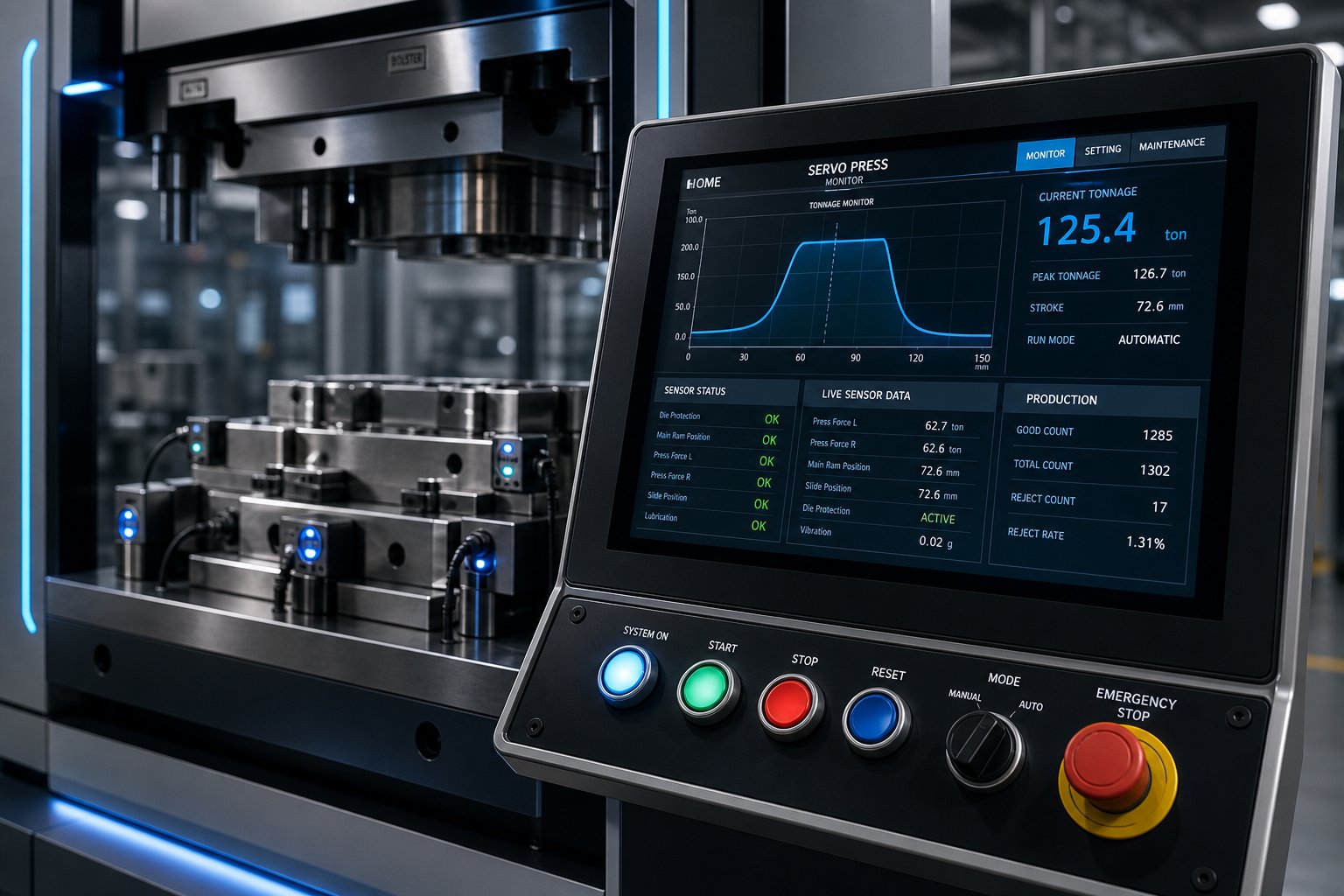 info-1-1 servo press technology with integrated sensor monitoring enables real time process control and predictive maintenance