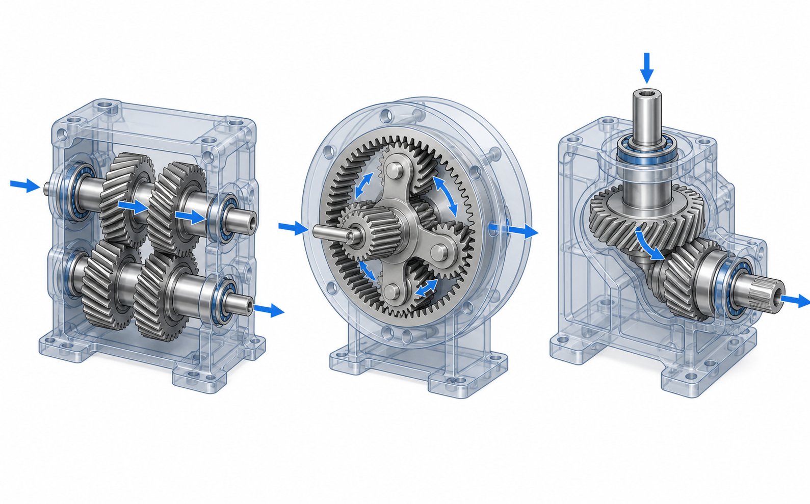 three primary twin screw extruder gearbox architectures parallel shaft helical planetary and bevel helical layouts