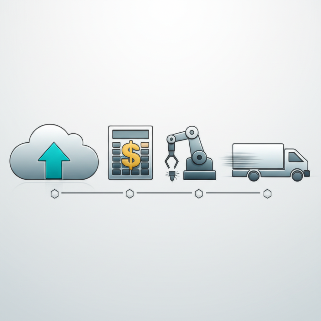 diagram illustrating the four step process of ordering custom metal parts online