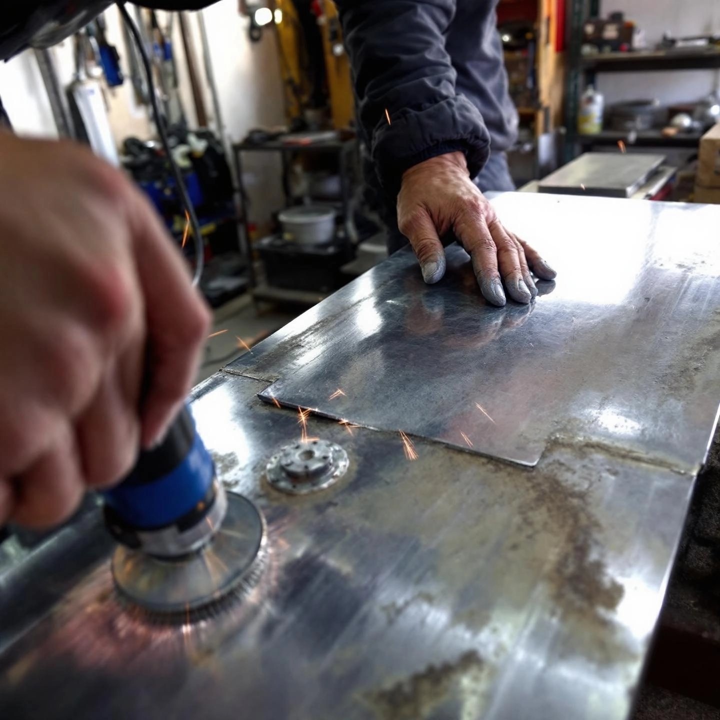 preparing aluminum for welding with specialized tools and careful cleaning