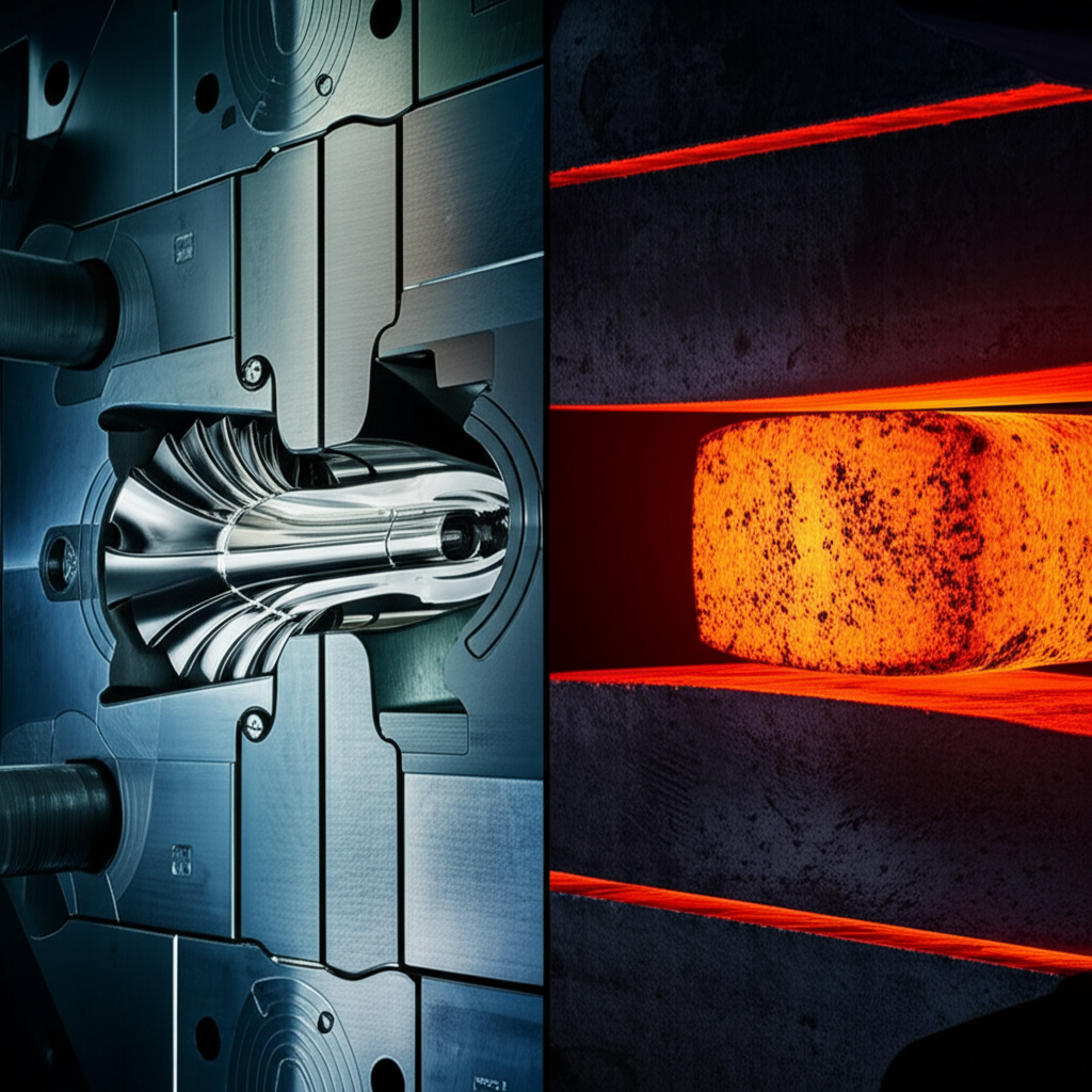visual comparison of the closed die and open die forging methods