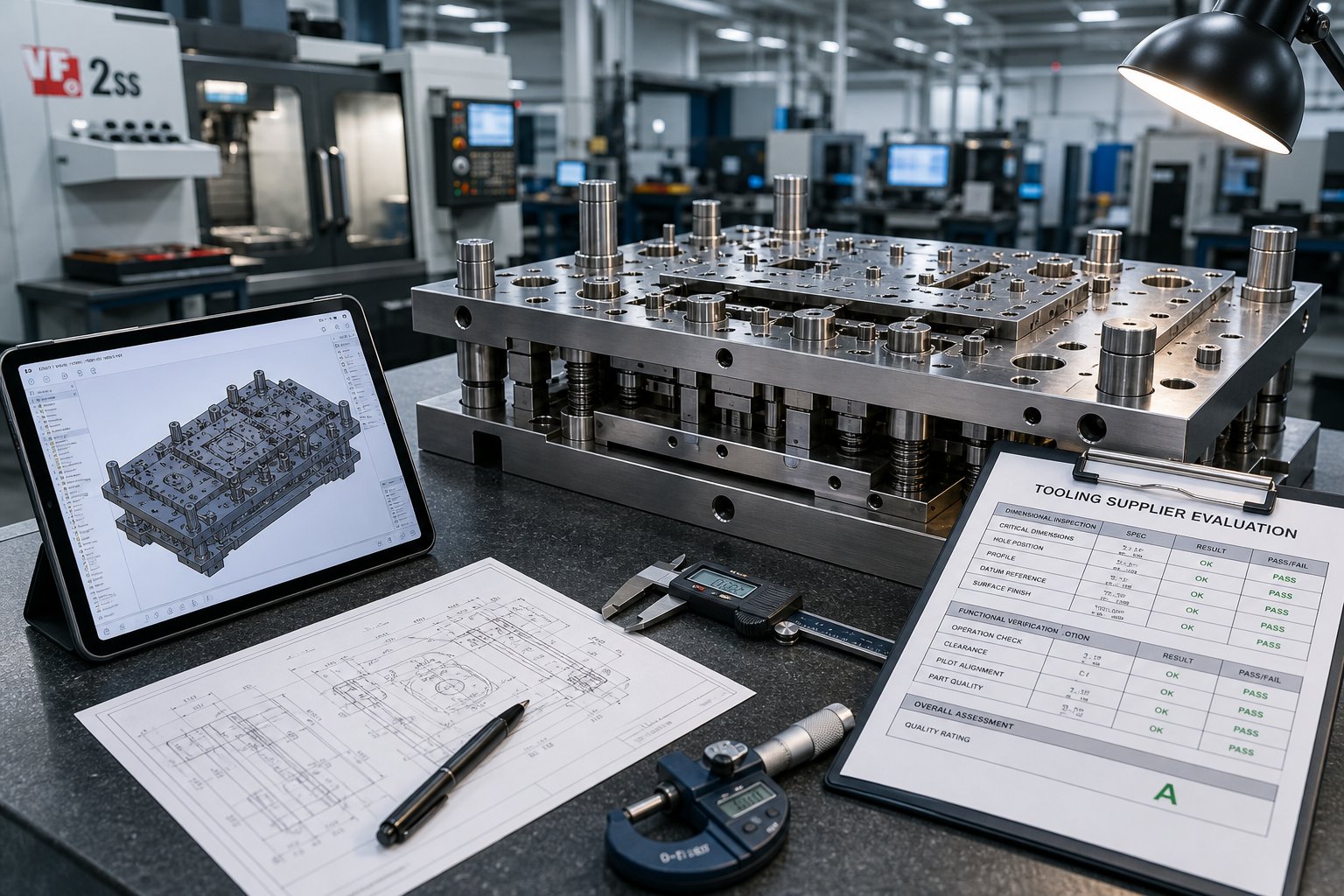 info-1-1 evaluating stamping die tooling quality with inspection equipment and cad validation at a supplier facility