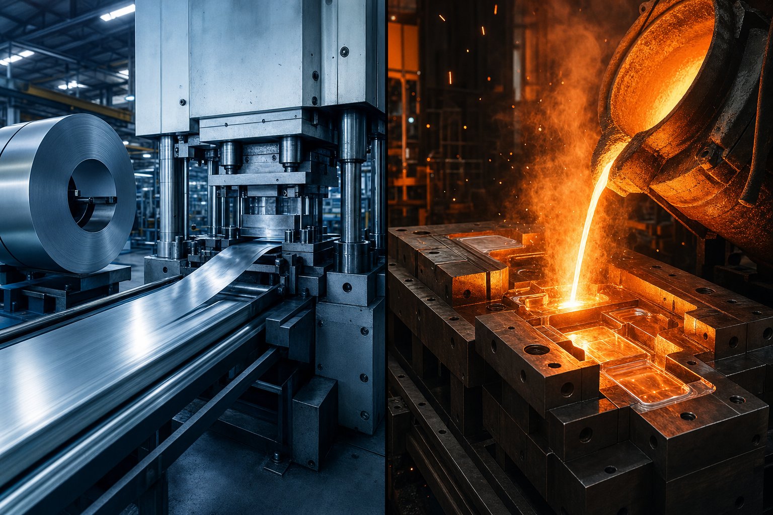 info-1-1 metal stamping reshapes solid sheet while die casting solidifies molten alloy %E2%80%94 two distinct processes for precision metal components