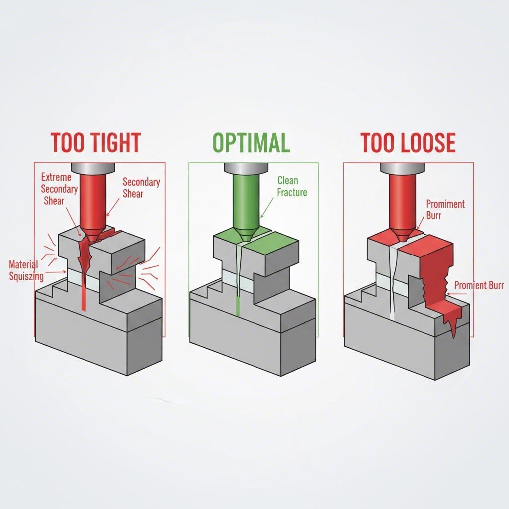 Comparison of die clearance effects on metal fracture and burr formation