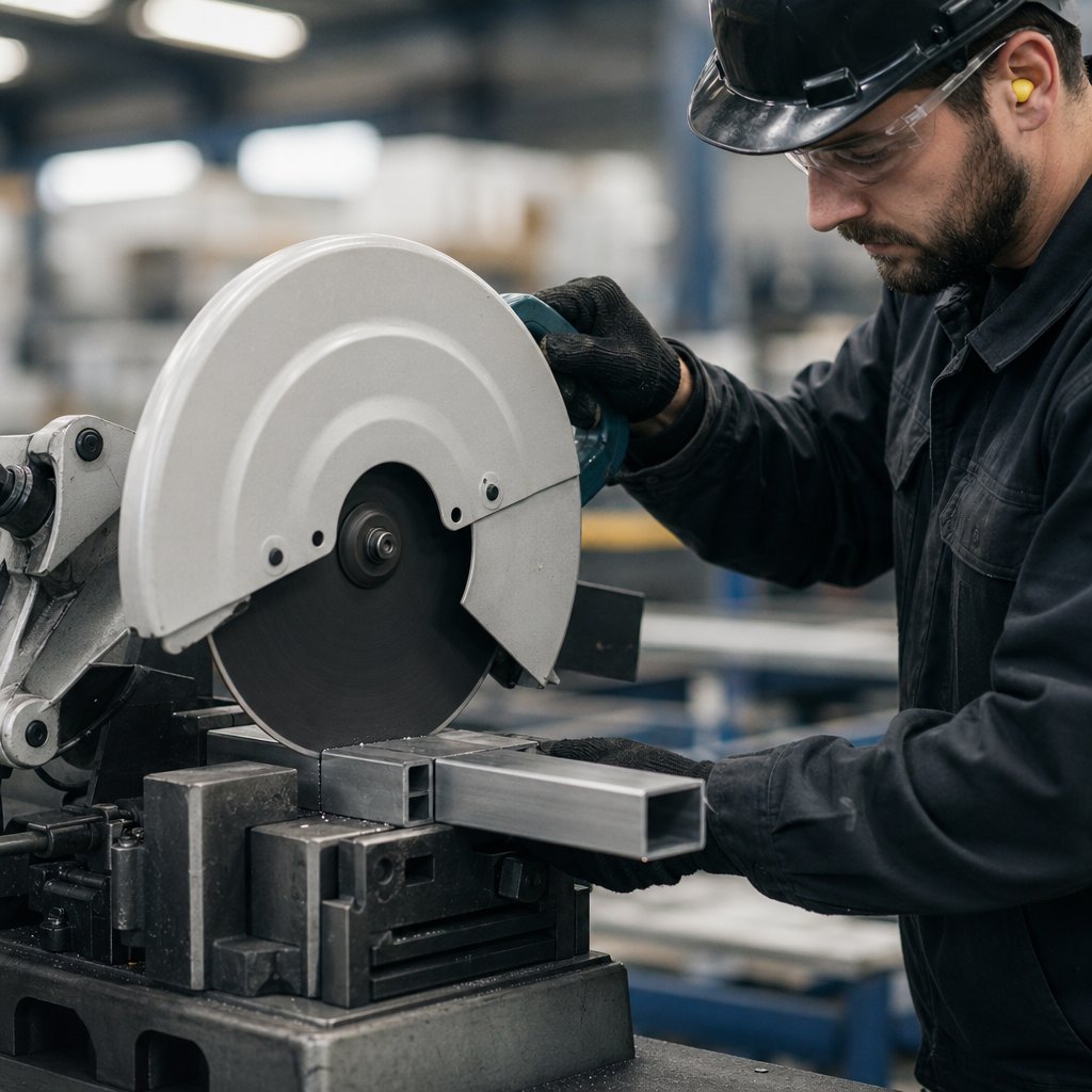 saw setup for clean and controlled aluminum cutting
