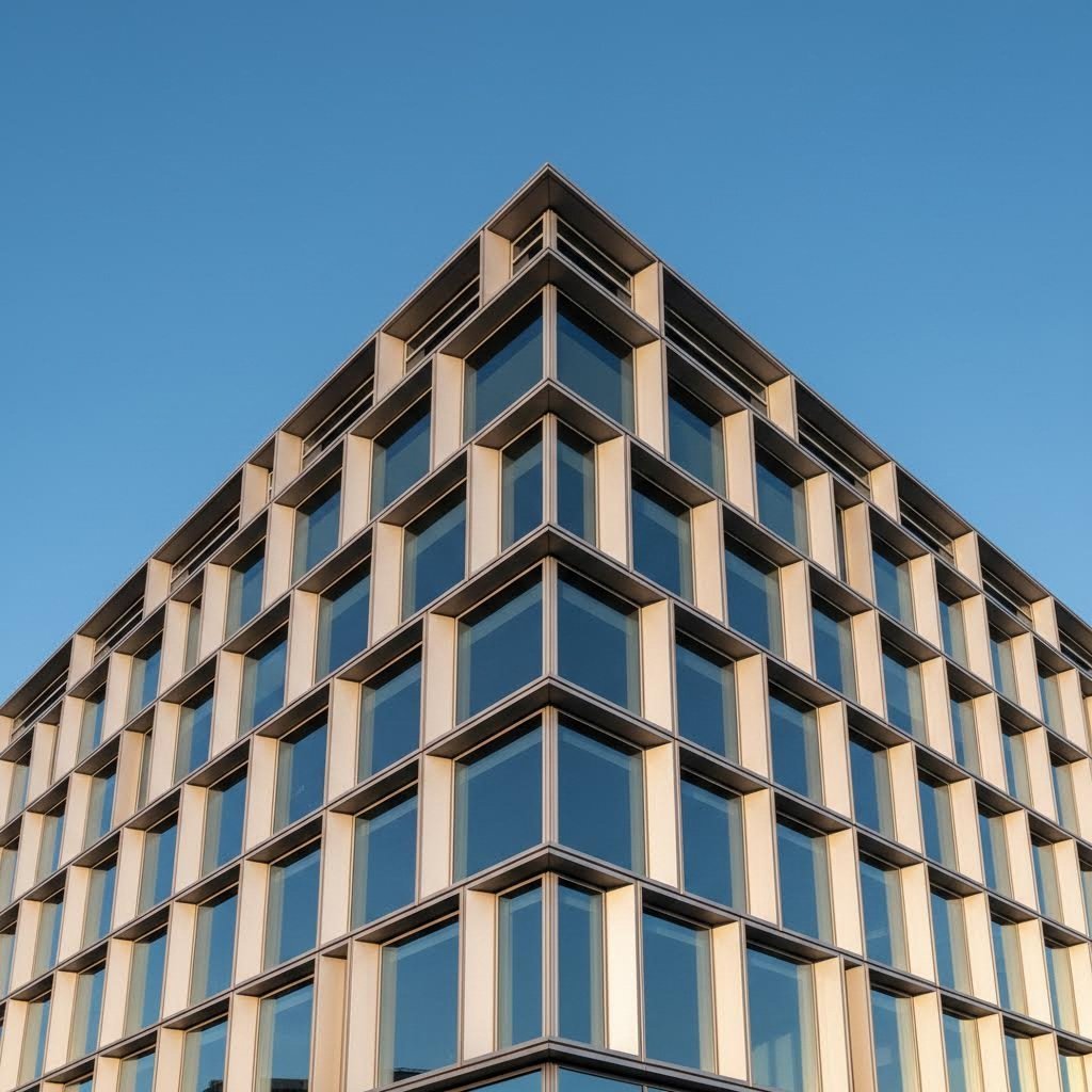 aluminum extrusion curtain wall system on modern commercial building facade