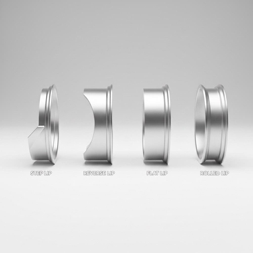 comparison of step lip reverse lip flat lip and rolled lip wheel profiles