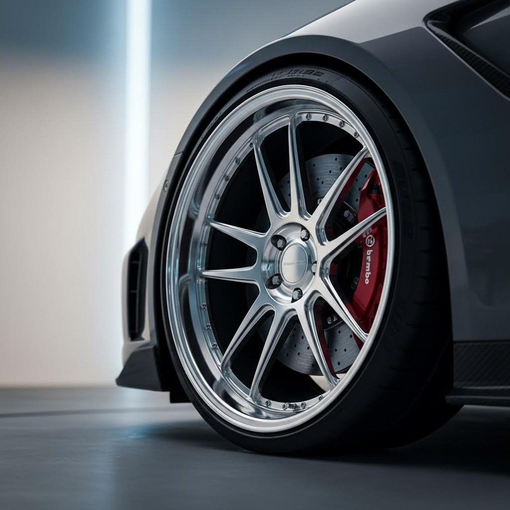 custom forged wheel featuring a deep step lip design with polished finish