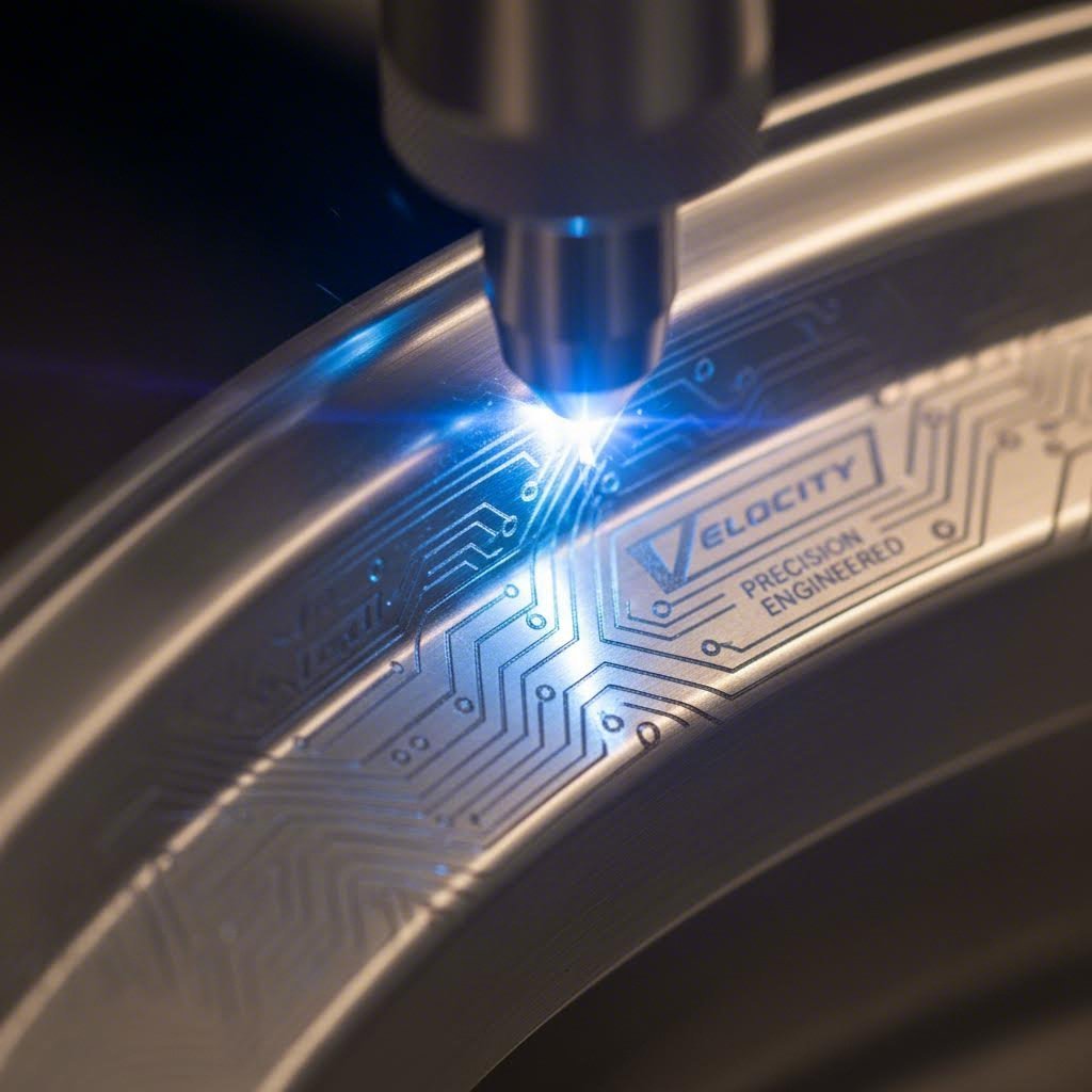 precision laser engraving process on a custom forged wheel lip