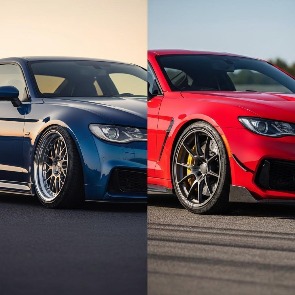 show car deep lip wheels versus track focused lightweight wheel designs