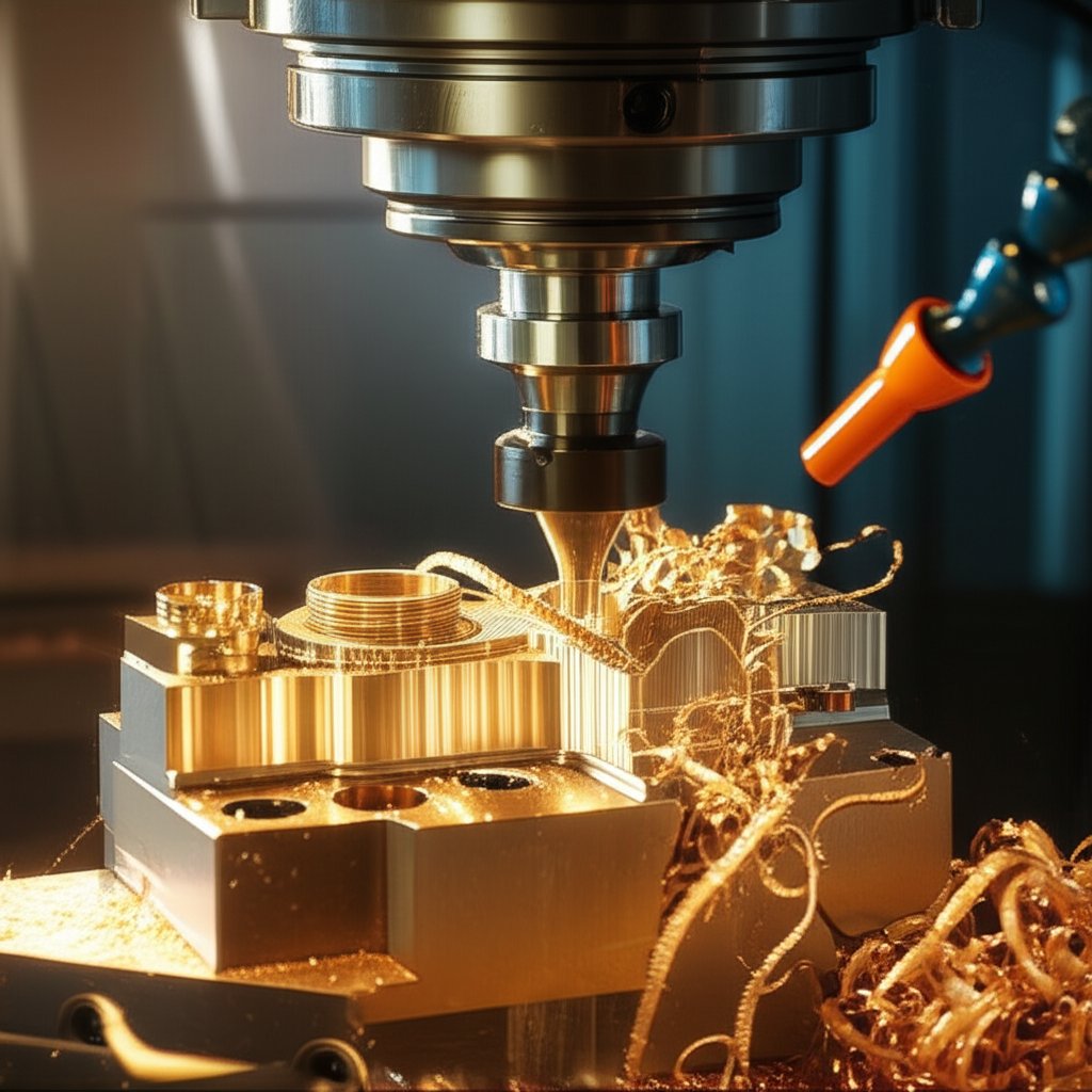 cnc machine precisely shaping a brass component for engineering applications